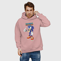 Толстовка оверсайз мужская Sonic Hedgehog Video game!, цвет: пыльно-розовый — фото 2