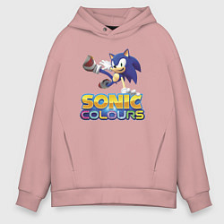 Толстовка оверсайз мужская Sonic Colours Hedgehog Video game, цвет: пыльно-розовый