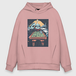 Мужское худи оверсайз Акулы играют в бильярд Sharks Playing Pool