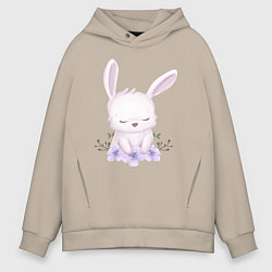 Мужское худи оверсайз Милый Крольчонок С Цветочками