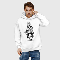 Толстовка оверсайз мужская Крутой мотоциклист, цвет: белый — фото 2