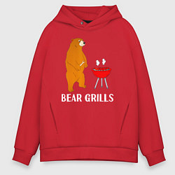 Толстовка оверсайз мужская Bear Grills Беар Гриллс, цвет: красный