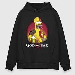 Толстовка оверсайз мужская Homer god of bar, цвет: черный