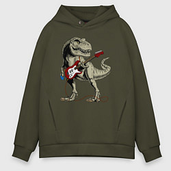 Мужское худи оверсайз Динозавр рокер