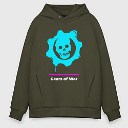 Толстовка оверсайз мужская Gears of War в неоновых цветах, цвет: хаки