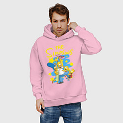 Толстовка оверсайз мужская The SimpsonsСемейка Симпсонов, цвет: светло-розовый — фото 2