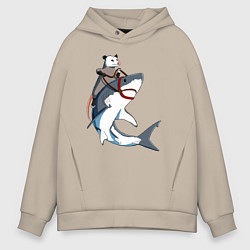 Мужское худи оверсайз Опоссум верхом на акуле