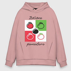 Мужское худи оверсайз Italiano Pomodoro, любовь к Италии, пицце и томата