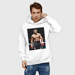 Толстовка оверсайз мужская Майк Тайсон Фото с авторгафом Mike Tyson, цвет: белый — фото 2