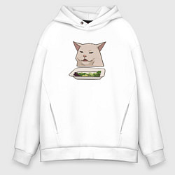 Мужское худи оверсайз Кот с салатом из мема