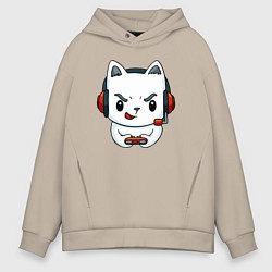 Мужское худи оверсайз Кот игроман The cat is a gambler