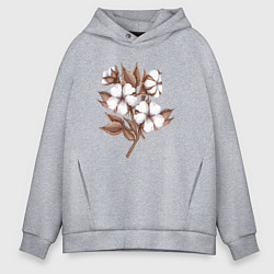 Мужское худи оверсайз Цветы хлопка в букете