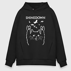 Толстовка оверсайз мужская Shinedown Рок кот, цвет: черный