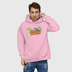 Толстовка оверсайз мужская My Singings Monsters Logo, цвет: светло-розовый — фото 2