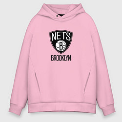 Толстовка оверсайз мужская Бруклин Нетс NBA, цвет: светло-розовый