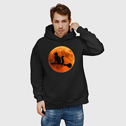 Толстовка оверсайз мужская Halloween Cat, цвет: черный — фото 2
