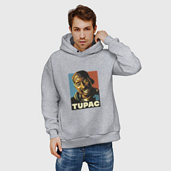 Толстовка оверсайз мужская Tupac - All Eyez On me, цвет: меланж — фото 2