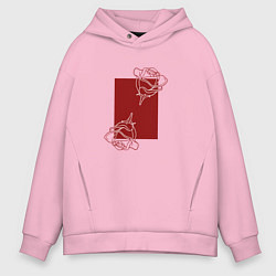 Мужское худи оверсайз Розы с красным прямоугольником