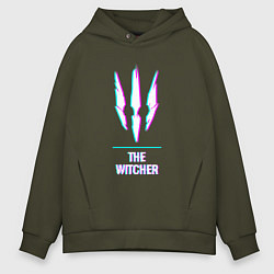 Толстовка оверсайз мужская The Witcher в стиле Glitch Баги Графики, цвет: хаки