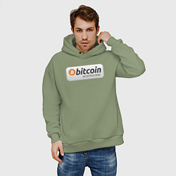 Толстовка оверсайз мужская Bitcoin Accepted Here Биткоин принимается здесь, цвет: авокадо — фото 2