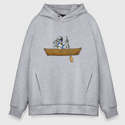 Мужское худи оверсайз Космонавт в лодке