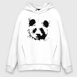 Толстовка оверсайз мужская Прикольный панда - клякса, цвет: белый