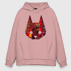 Толстовка оверсайз мужская Кот из игры Stray, цвет: пыльно-розовый