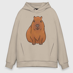 Мужское худи оверсайз Капибара сидит и радуется