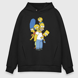Мужское худи оверсайз Прикольная семейка Симпсонов
