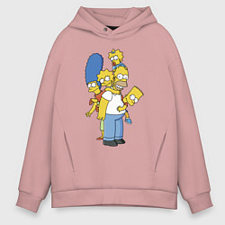Мужское худи оверсайз Прикольная семейка Симпсонов