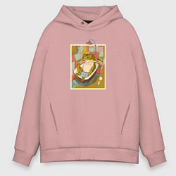 Мужское худи оверсайз Отдыхающая лягуха в ванной