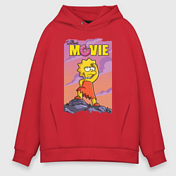 Толстовка оверсайз мужская Lisa Simpson смотрит в даль - movie, цвет: красный