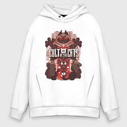 Толстовка оверсайз мужская Cult Of The Cats, цвет: белый