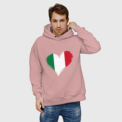 Толстовка оверсайз мужская Сердце - Италия, цвет: пыльно-розовый — фото 2