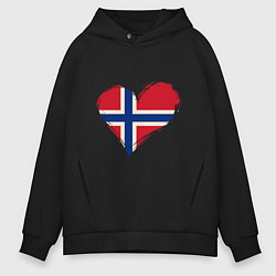 Толстовка оверсайз мужская Сердце - Норвегия, цвет: черный