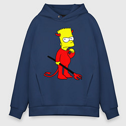 Толстовка оверсайз мужская Bart Simpson - devil, цвет: тёмно-синий