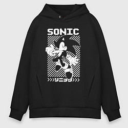 Толстовка оверсайз мужская Sonic - game, цвет: черный