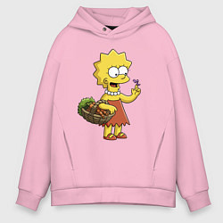 Мужское худи оверсайз Lisa Simpson с гусеницей на даче