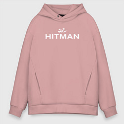 Толстовка оверсайз мужская Hitman - лого, цвет: пыльно-розовый