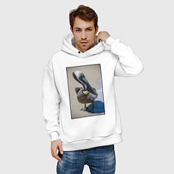 Толстовка оверсайз мужская Пеликан у моря, цвет: белый — фото 2