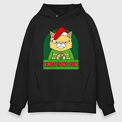 Толстовка оверсайз мужская Xmas is no fun, цвет: черный