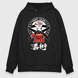 Толстовка оверсайз мужская Jiu-jitsu Brazilian fight club logo, цвет: черный