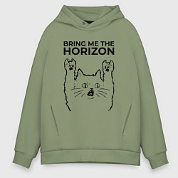Толстовка оверсайз мужская Bring Me the Horizon - rock cat, цвет: авокадо