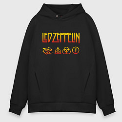 Толстовка оверсайз мужская Led Zeppelin - logotype, цвет: черный