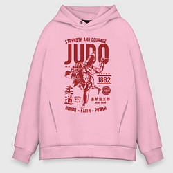 Толстовка оверсайз мужская Дзюдо единоборства, цвет: светло-розовый