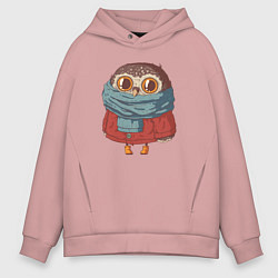 Мужское худи оверсайз Милый совенок с большими глазами
