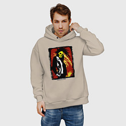 Толстовка оверсайз мужская Панк череп, цвет: миндальный — фото 2