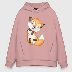 Толстовка оверсайз мужская Довольная радостная лисичка, цвет: пыльно-розовый