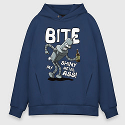 Толстовка оверсайз мужская Bender - Bite my ass, цвет: тёмно-синий