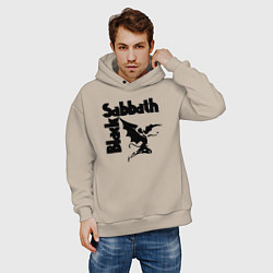 Толстовка оверсайз мужская Блэк Саббат метал, цвет: миндальный — фото 2